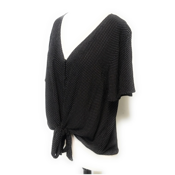 BLUE RAIN Polka Dot Button Front Top Tie Waist S - Picture 7 of 7